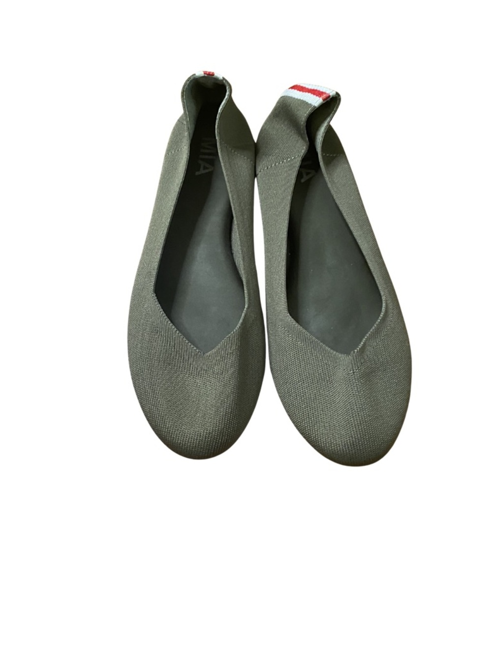 MIA Olive Green Knit Ballet Flats Size 9.5 Slip On Comfort Minimalist